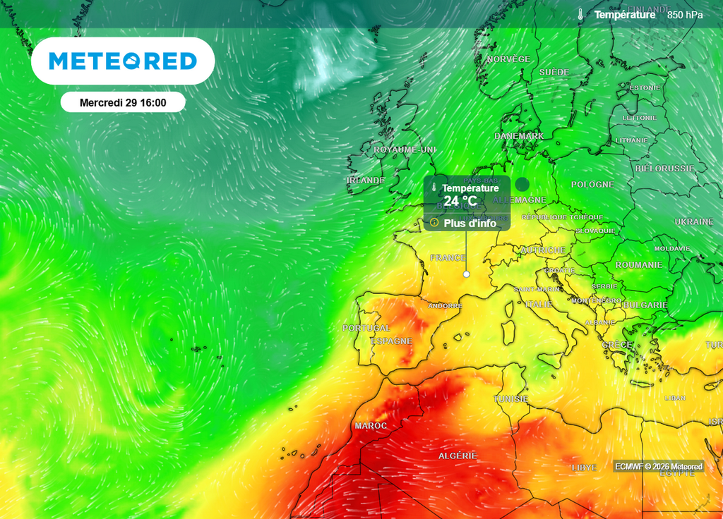 Une masse d'air particulièrement chaude va de nouveau remonter vers la France dès le milieu de semaine