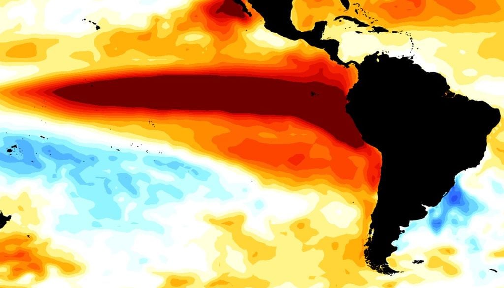 El Niño podría intensificarse entre noviembre de 2026 y enero de 2027, con anomalías oceánicas superiores a 3 °C. Créditos: CIIFEN