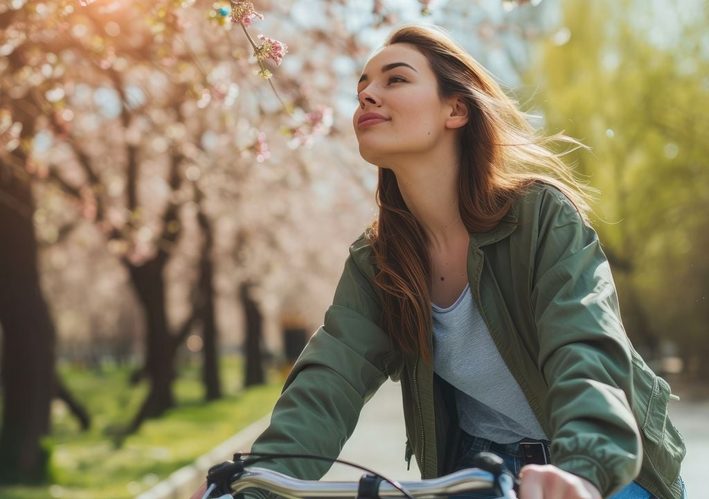 mulher andando de bicicleta