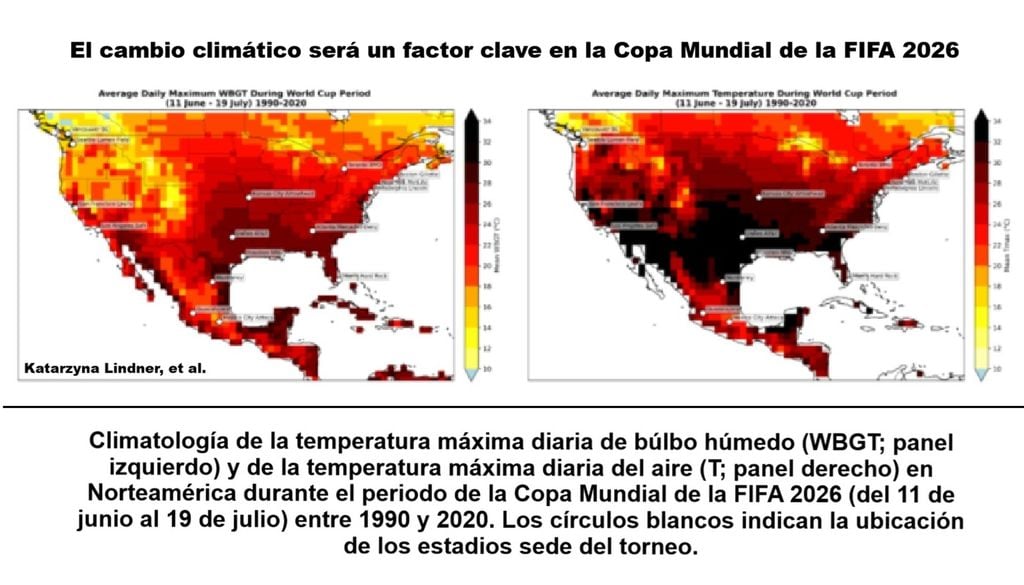 El cambio climático será un factor clave en la Copa Mundial de la FIFA 2026. El cambio climático será un factor clave en la Copa Mundial de la FIFA 2026. Créditos: WWA.