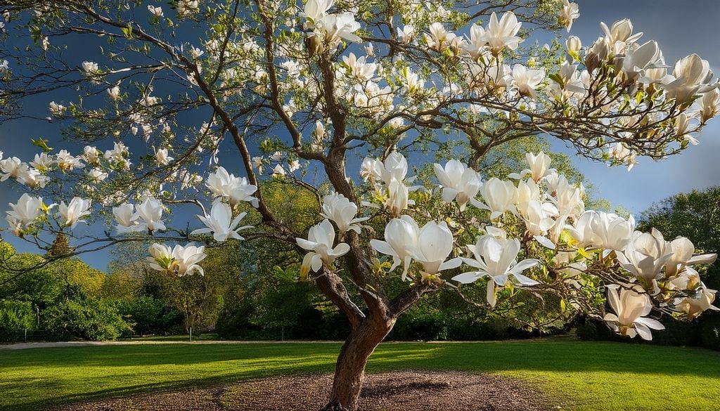 Plantas La magnolia aporta distinción y estructura al jardín gracias a sus hojas brillantes y grandes flores perfumadas.