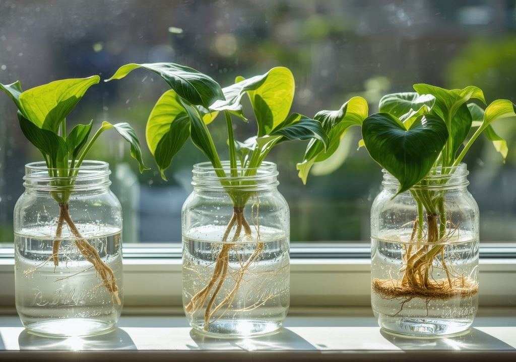 PLantas Las plantas en agua combinan practicidad y estética: raíces a la vista y cero tierra.