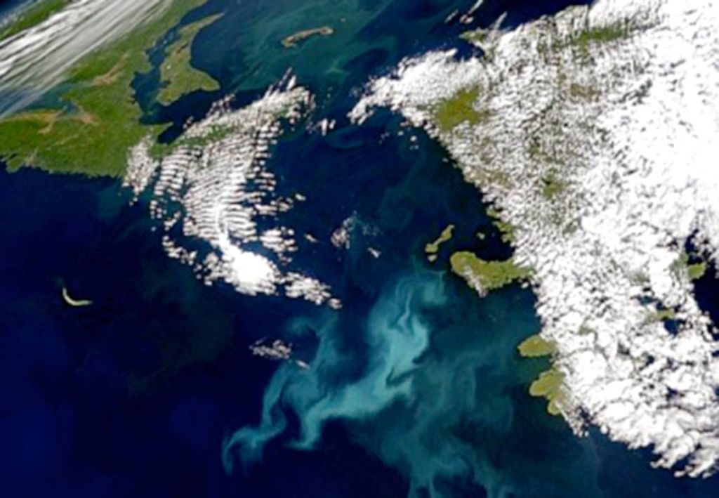 imagem de satélite mostrando fitoplâncton no oceano imagem de satélite mostrando fitoplâncton no oceano