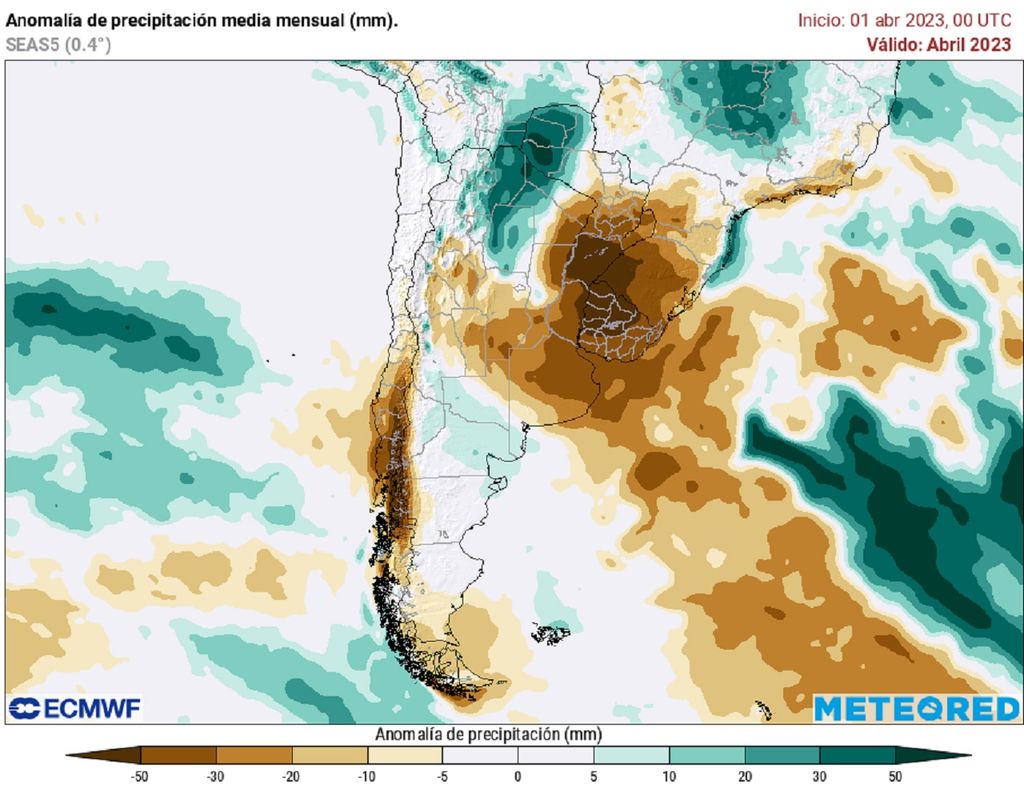 Pronóstico precipitación abril 2023 ECMWF