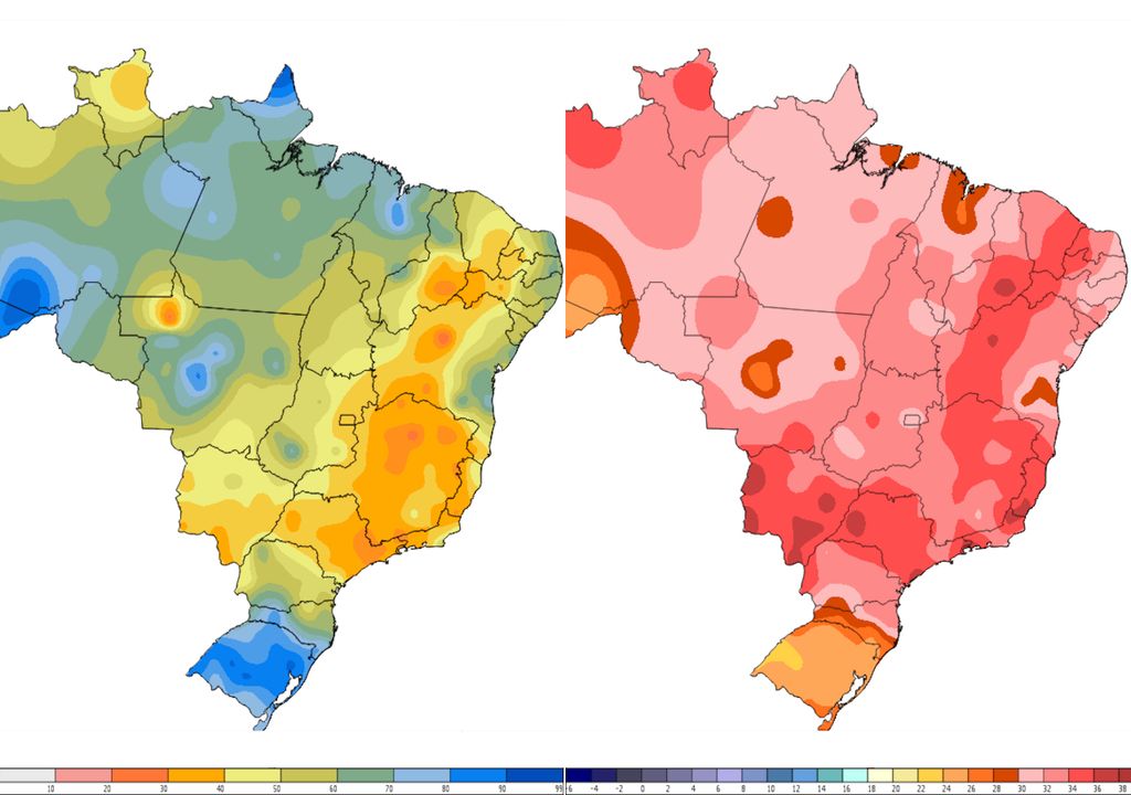 Temperaturas máximas e umidades relativas mínimas registrados pelo INMET nesta segunda-feira. Temperaturas máximas e umidades relativas mínimas registrados pelo INMET nesta segunda-feira.