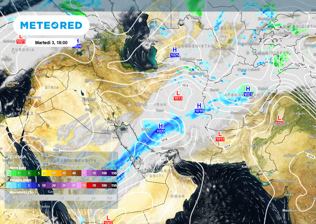 Il Paese, oggi 3 marzo 2026, è attraversato da piogge sparse e rovesci sui settori centro-meridionali.