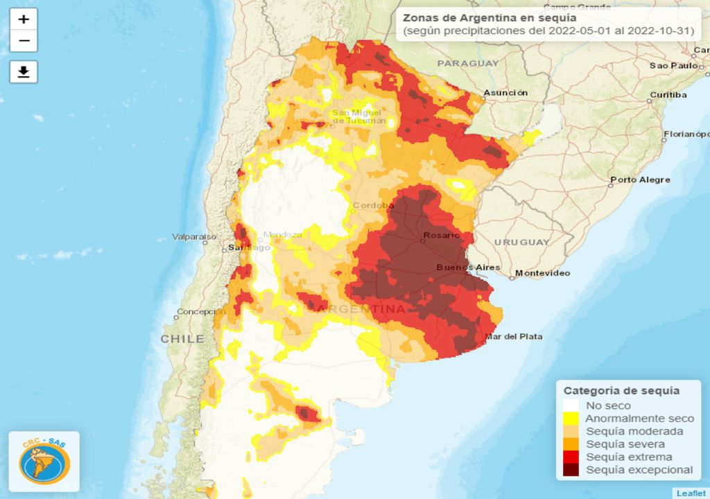 Sequía La Niña clima Argentina reporte 2022