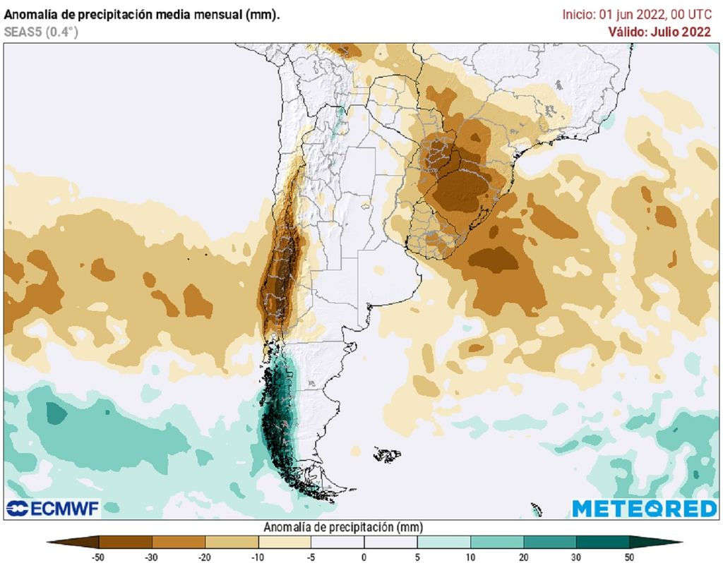 Anomalías de precipitación; modelo ECMWF Anomalías de precipitación; modelo ECMWF
