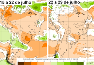 O clima na segunda quinzena de julho no Brasil: padrão de bloqueio atmosférico reduz as chuvas e favorece calor