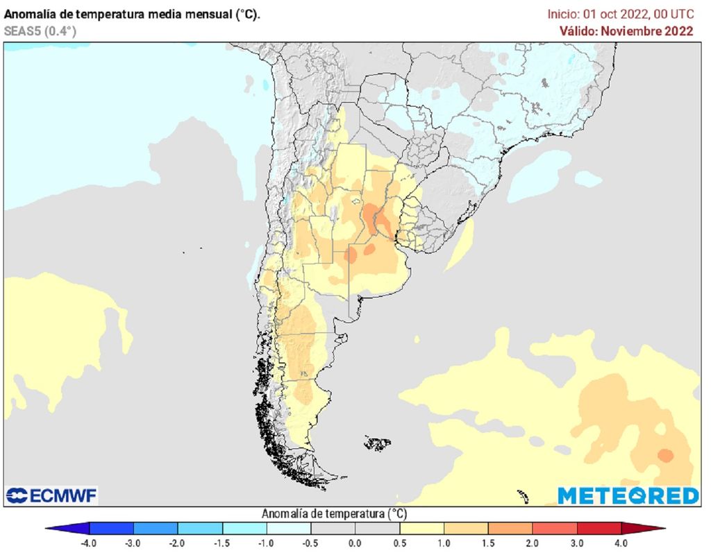 mapa ECMWF, temperatura, noviembre 2022 mapa ECMWF, temperatura, noviembre 2022