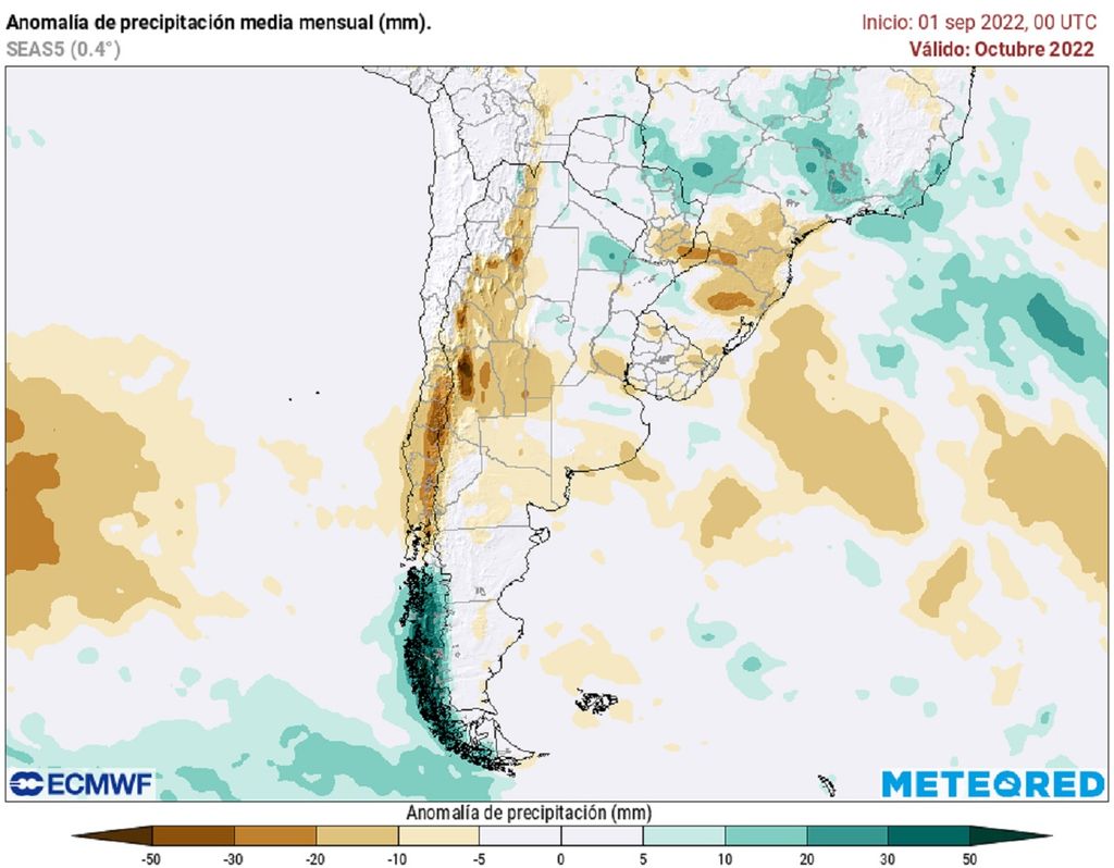 anomalías de precipitación previstas; modelo ECMWF anomalías de precipitación previstas; modelo ECMWF