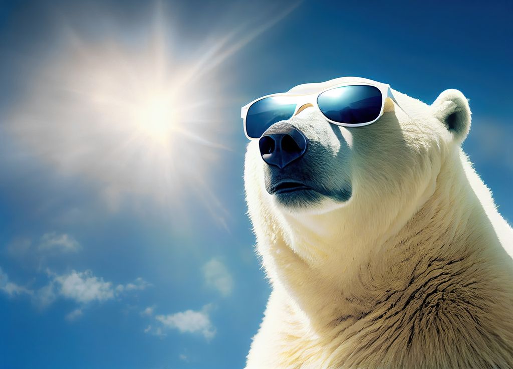 Un ours polaire a troqué sa fourrure pour une paire de lunettes de soleil! On dirait qu'il prend son rôle de star du Grand Nord très au sérieux.