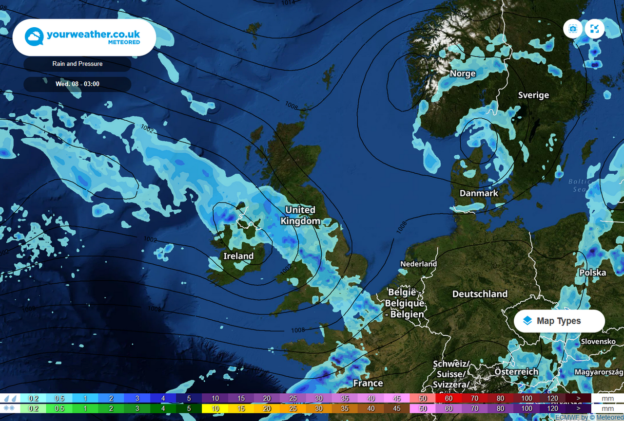 Weather forecast heavy rain and thunderstorms to lash UK