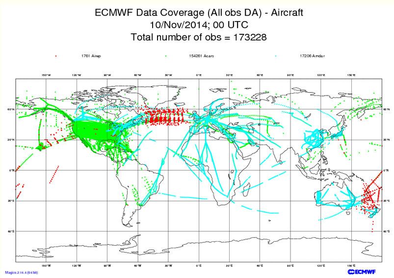 Ídem desde aviones. Nótese la cobertura diferencial de EEUU, Europa y otras zonas del mundo.