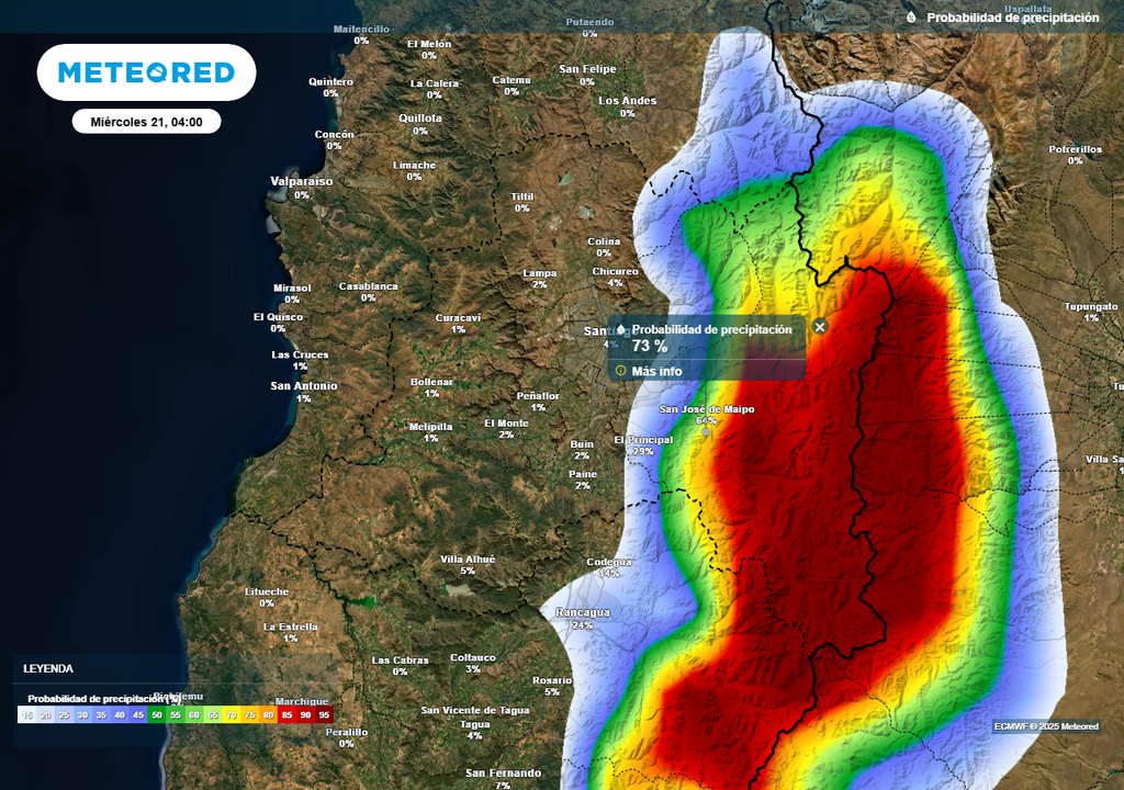 Lluvias y altas temperaturas en Santiago, Meteored Chile