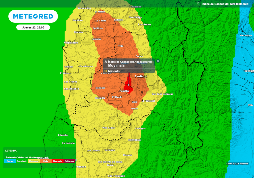 Lluvias y altas temperaturas en Santiago, Meteored Chile