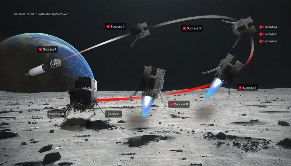 HAKUTO-R Mission 2 o RESILIENCE sólo pudo completar 8 de 10 etapas en su descenso a la superficie lunar. Crédito: ispace.