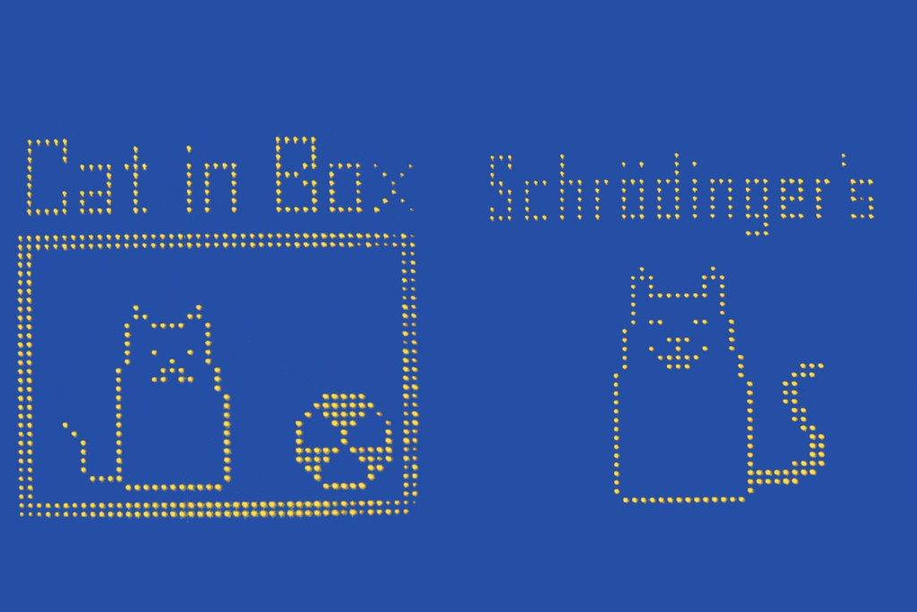 Grupo de pesquisadores usou nova técnica para criar vídeo explicando o gato de Schrödinger. Crédito: Lin et al. 2025