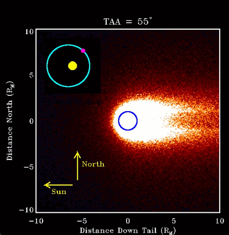 La cola de Mercurio aumenta y disminuye su brillo a medida que orbita alrededor del Sol. Este patrón predecible se muestra en este vídeo de la sonda espacial MESSENGER de la NASA, que pasó años observando la cola de Mercurio a corta distancia.