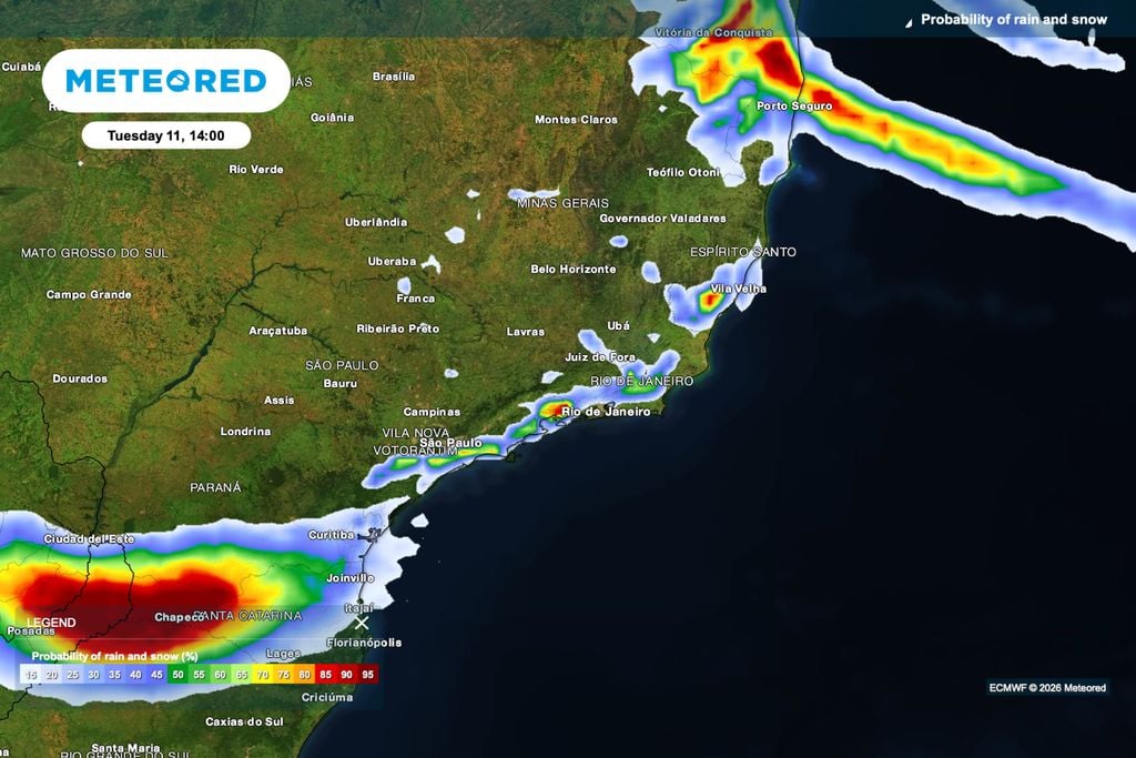chuva, fraca A chuva fraca avança pelo RJ e sul do ES na terça-feira, reduzindo a janela para secagem do café em terreiros descobertos.
