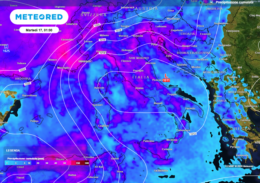 Le precipitazioni, finora molto al di sotto della media su gran parte della Penisola, potrebbero recuperare parzialmente, soprattutto al Nord-Ovest, in Appennino e sulle Isole Maggiori, con apporti sopra le medie.
