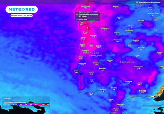 Onde choverá em Portugal nos próximos dias? Mapas da Meteored revelam até quase 100 mm de chuva acumulada nestas zonas