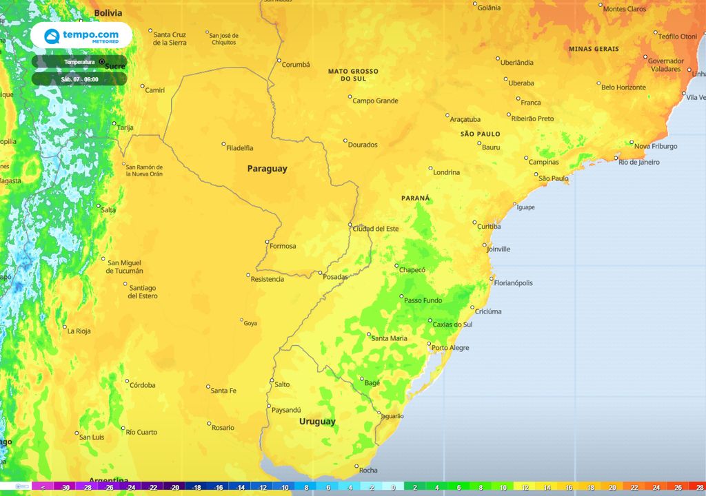 Mapa de Temperaturas Mínimas para o Fim de Semana Mapa de Temperaturas Mínimas para o Fim de Semana