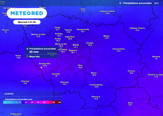 Combien de millimètres de pluie Paris cumulera d’ici mercredi prochain : les prévisions complètes de Meteored