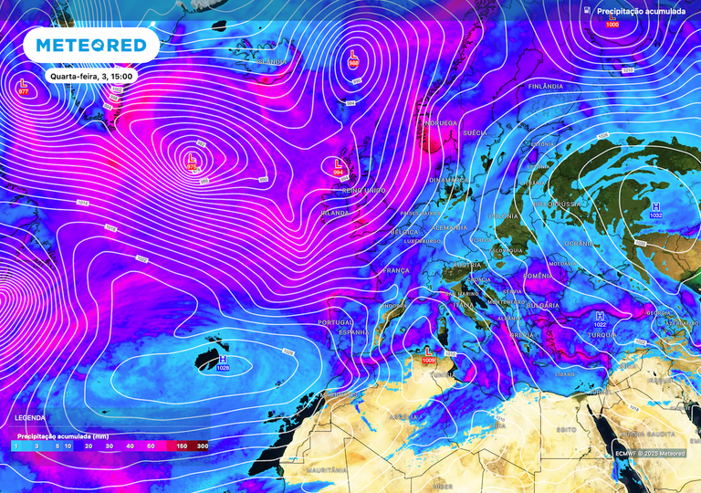Comboio de depressões nos próximos dez dias: até cinco frentes de chuva atingirão Portugal