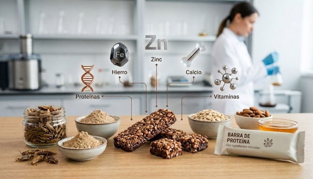Barra de proteina Este tipo de alimentos aportan proteínas, hierro, zinc, calcio y vitaminas, lo que los convierte en una alternativa nutricionalmente atractiva.