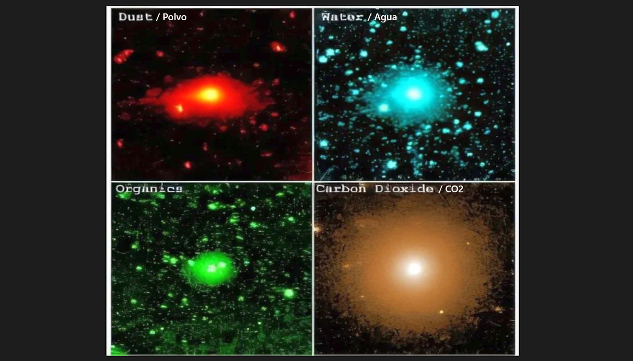Las observaciones realizadas por la misión SPHEREx de la NASA muestran la luz infrarroja emitida por el polvo, el agua, las moléculas orgánicas y el dióxido de carbono contenidos en la coma del cometa 3I/ATLAS durante la campaña de diciembre de 2025 de la misión. Crédito: NASA/JPL-Caltech