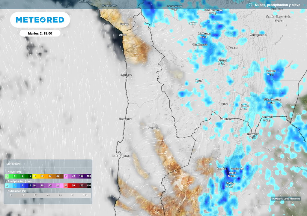 Mapa de precipitación y nubes. Mapa de precipitación y nubes.