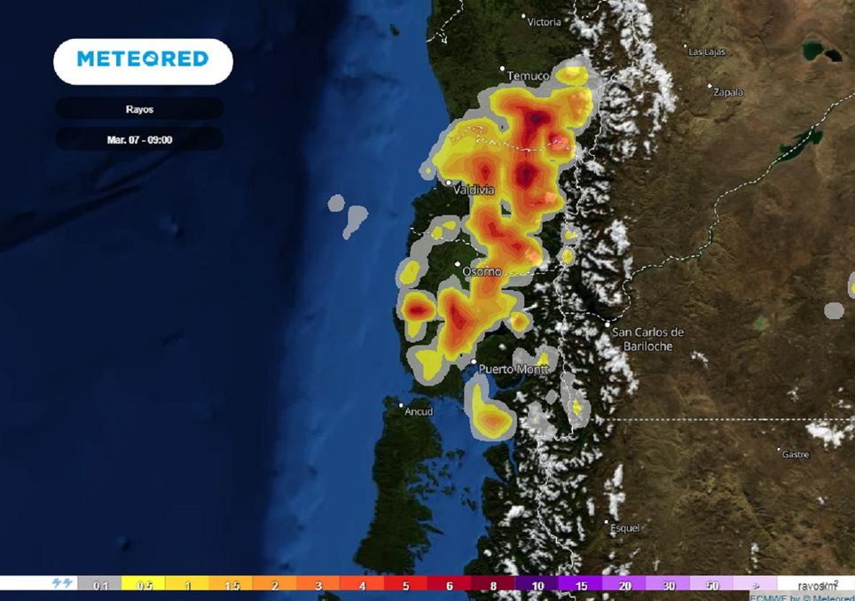 Rayos previstos; modelo del ECMWF Rayos previstos; modelo del ECMWF