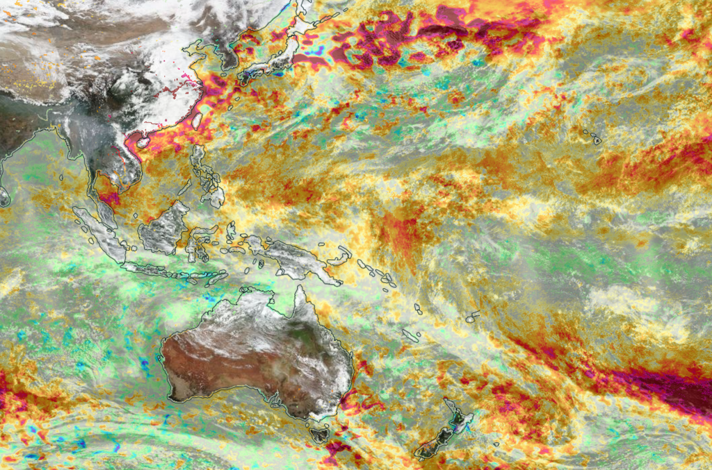 Pacífico occidental Los vientos en el Pacífico occidental juegan un papel preponderante en el desarrollo de los eventos de El Niño. Imagen: NASA.