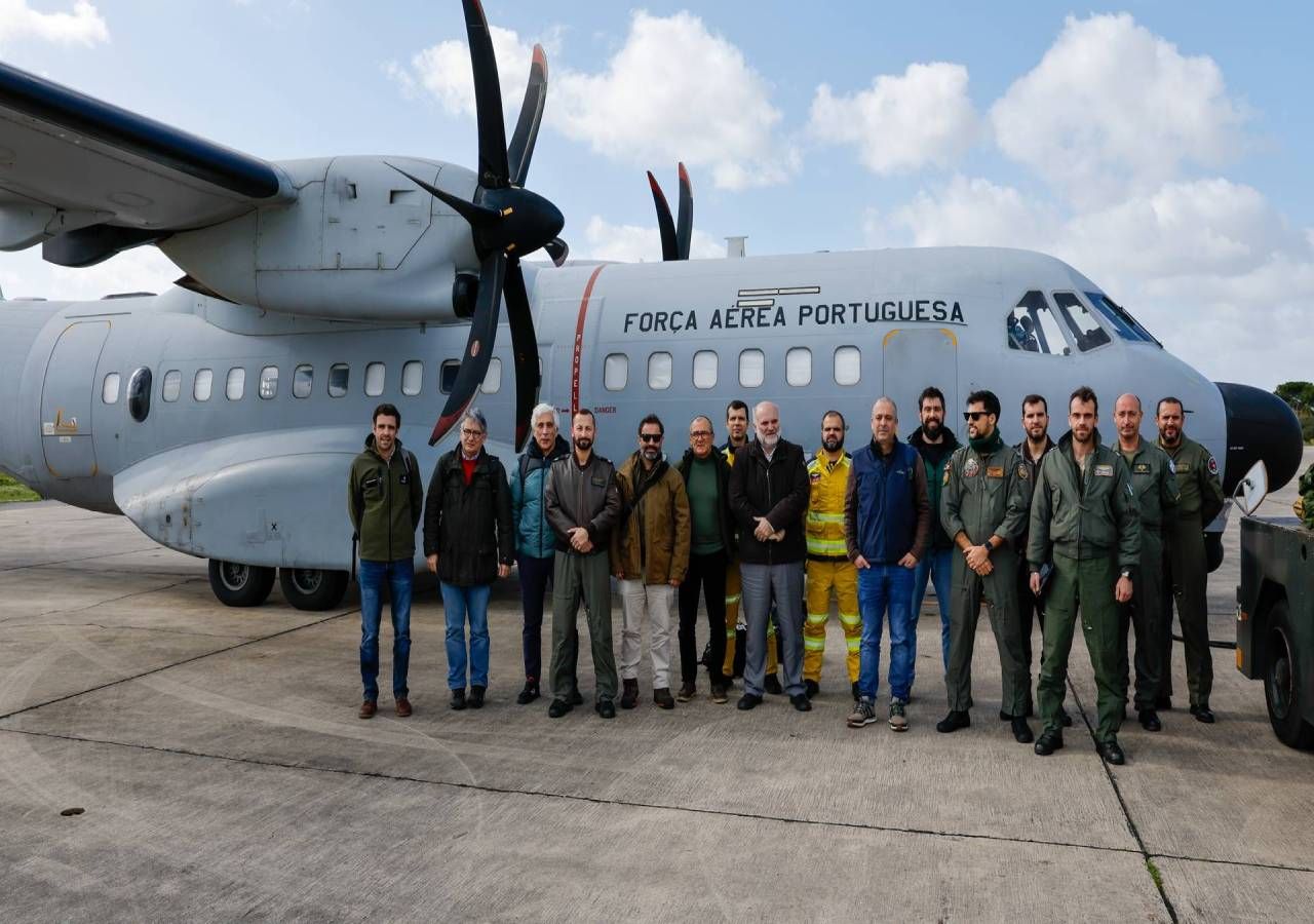 Um avião C-295M da Força Aérea sobrevoou a “sub-região de Leiria, zona oeste da sub-região da Beira Baixa, zona sul da sub-região de Coimbra e zona norte da sub-região do Oeste e do Médio Tejo” para fotografar as zonas afetadas pelas tempestades. Crédito: Força Aérea