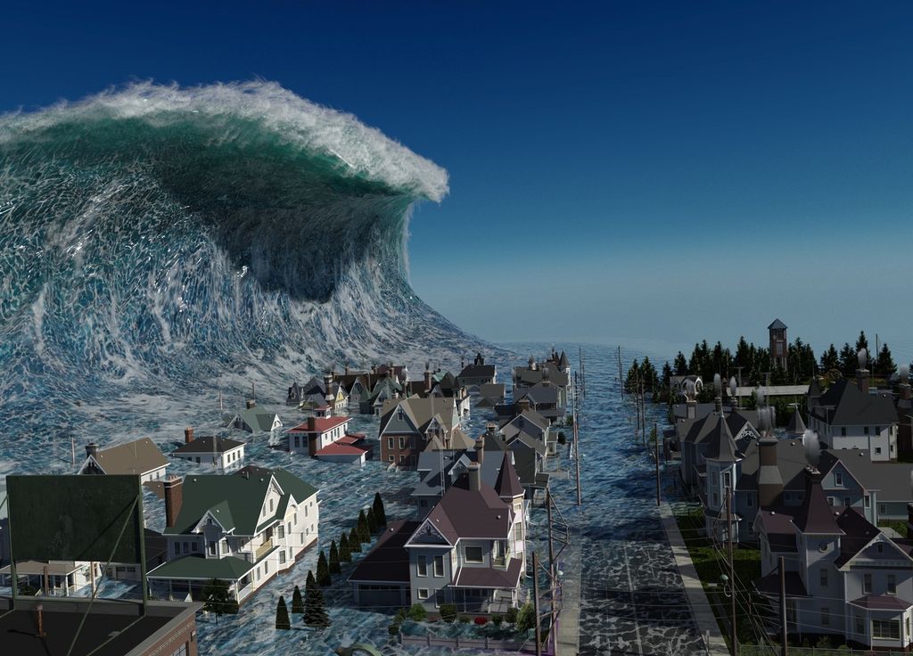 Tsunami vague illustration 3D