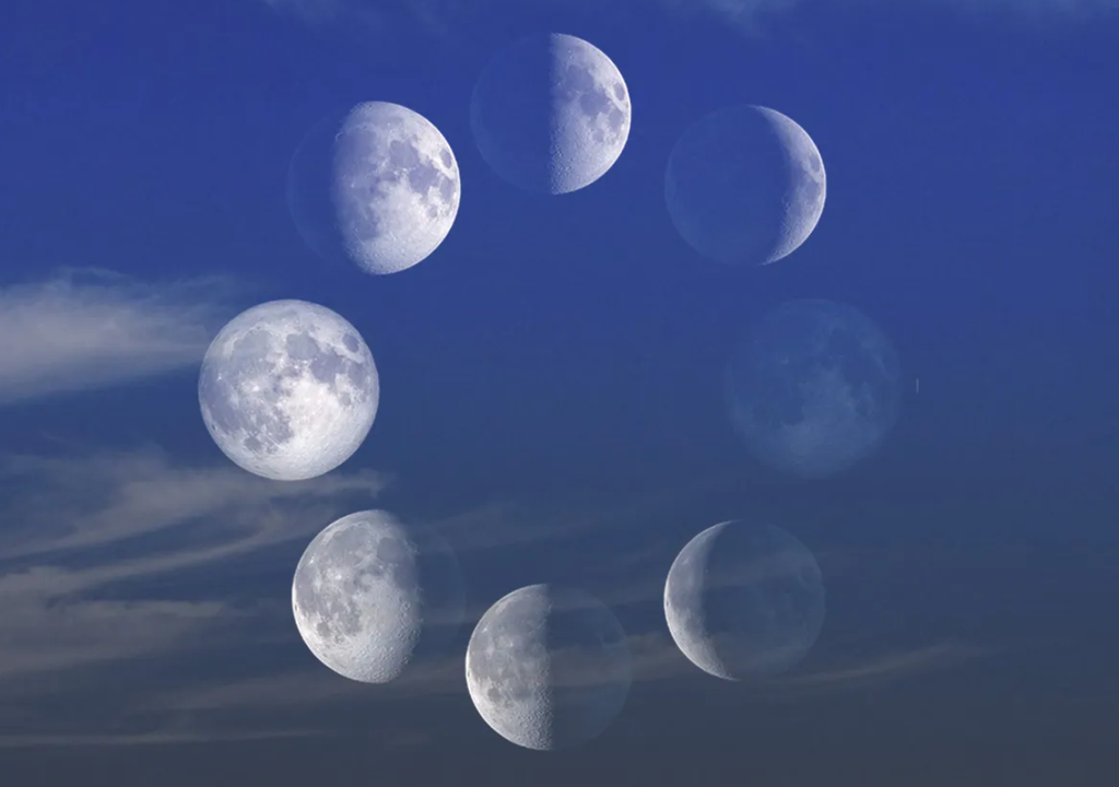 As fases lunares são importantes na definição de meses e de algumas celebrações em diferentes religões e culturas. Crédito: NASA As fases lunares são importantes na definição de meses e de algumas celebrações em diferentes religões e culturas. Crédito: NASA