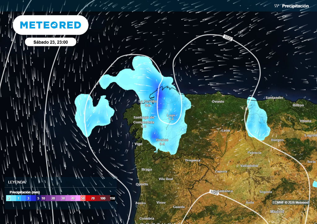 La última actualización del modelo europeo apuesta por chubascos y tormentas en el noroeste debido a la aproximación de la dana en la recta final de la semana.