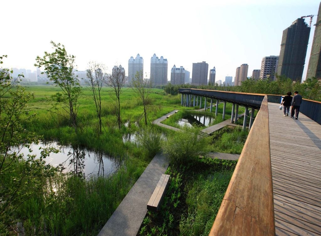 Qunli stormwater park, parque alagável