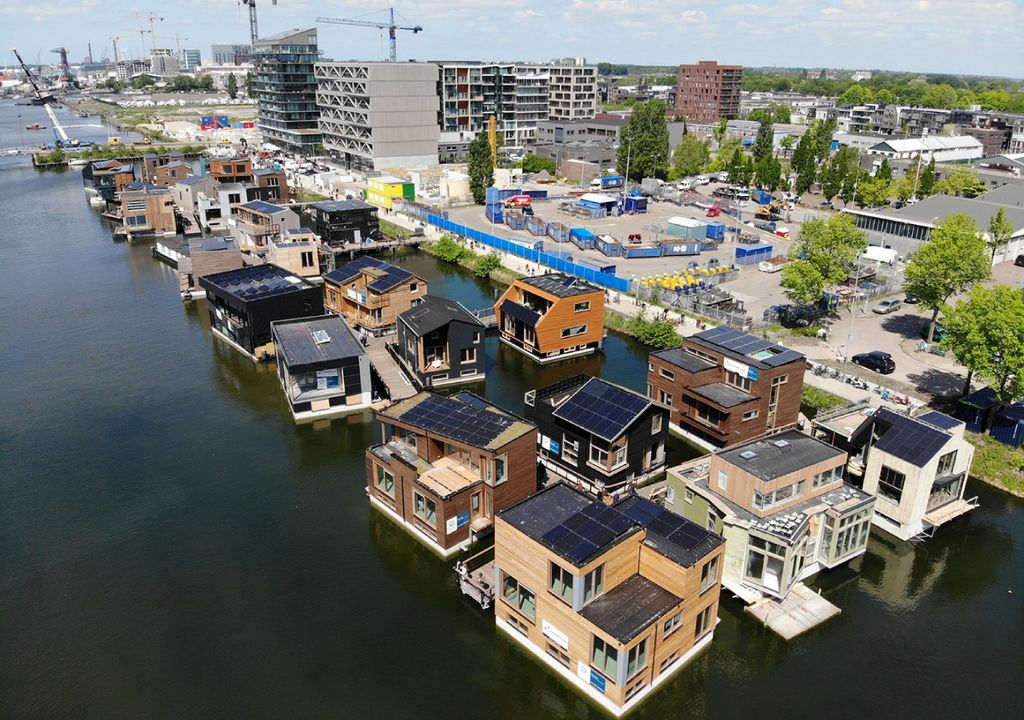 bairro flutuante, casas na água, sustentabilidade