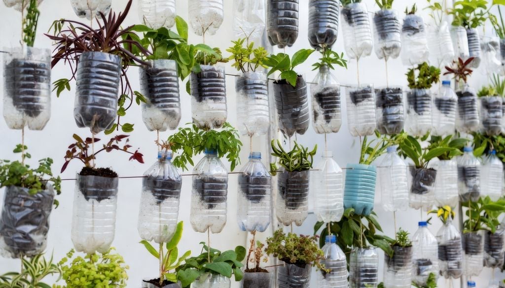 plantas Reciclaje creativo y autoriego: la unión perfecta para un hogar verde y sin preocupaciones.