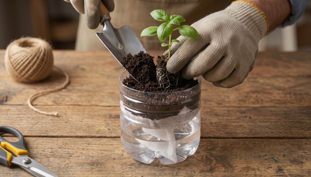 plantas Cortá la botella transparente por la mitad con tijera o cúter para crear la estructura del contenedor.