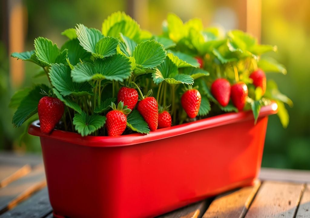 Fresas plantadas en maceta Fresas plantadas en maceta