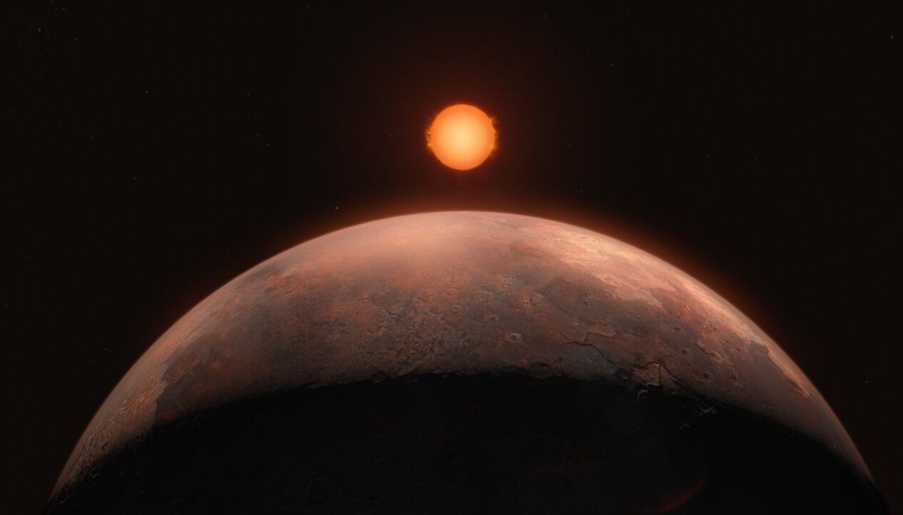 Impresión artística de Barnard b orbitando la estrella de Barnard. Crédito: M. Kornmesser (ESO).