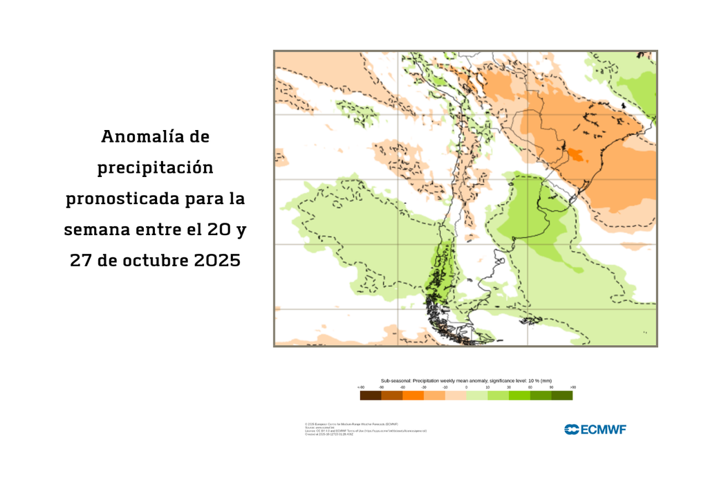 Lluvias segunda quincena de octubre 2025, Chile, Meteored, ECMWF