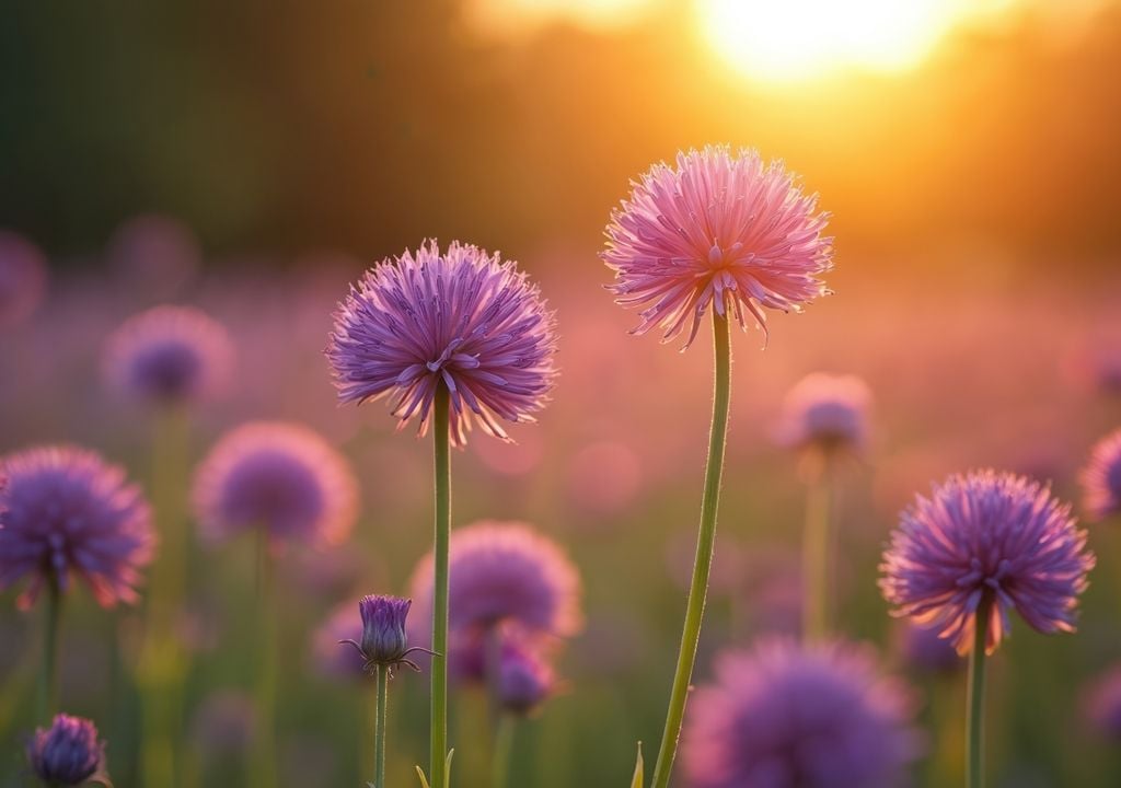 Las esferas de allium aportan estructura y ritmo visual al jardín.
