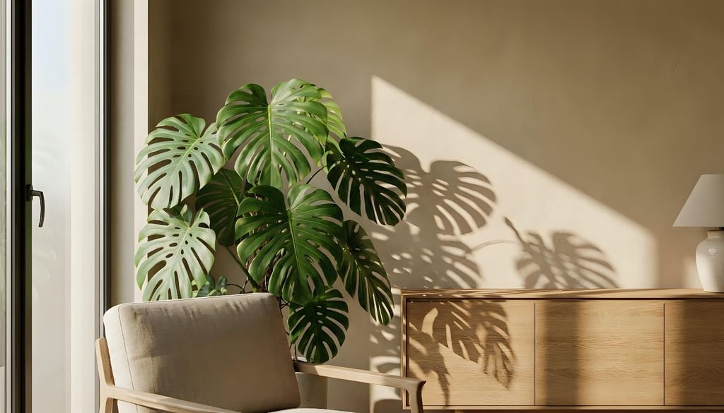 Sus hojas recortadas crean un efecto tropical sin recargar el ambiente.