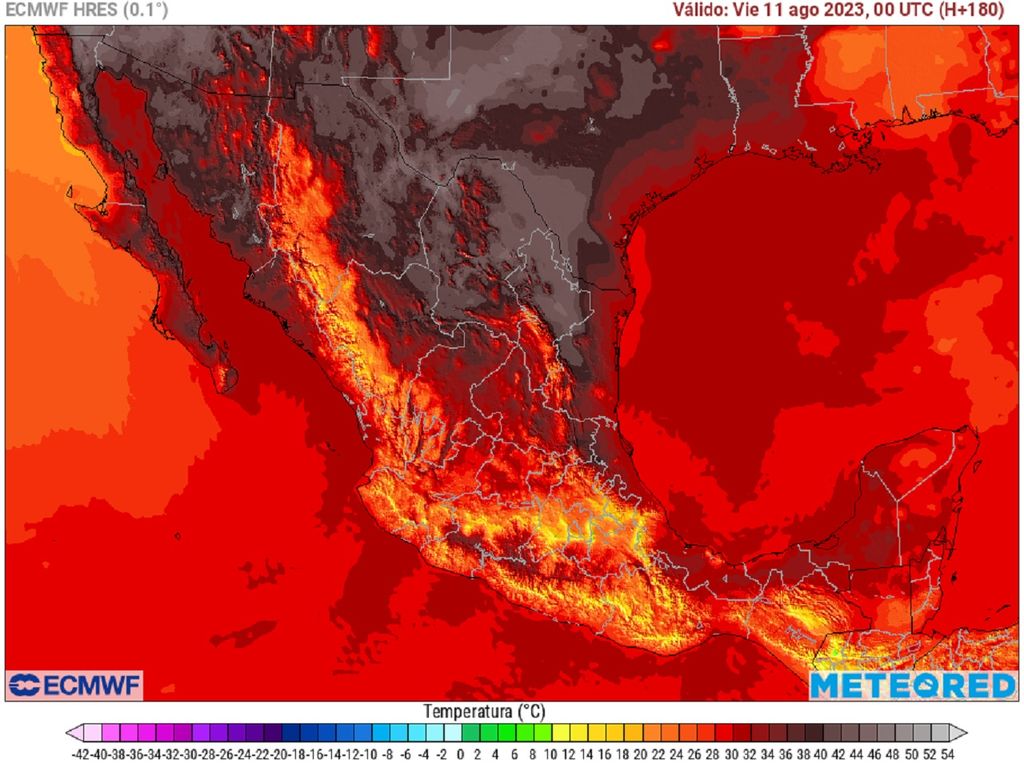 Modelo ECMWF - Temperaturas en grados Celsius