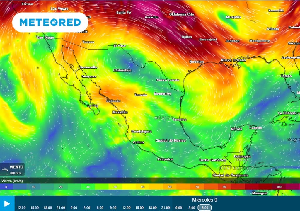 Modelo ECMWF - Viento a 300 milibares