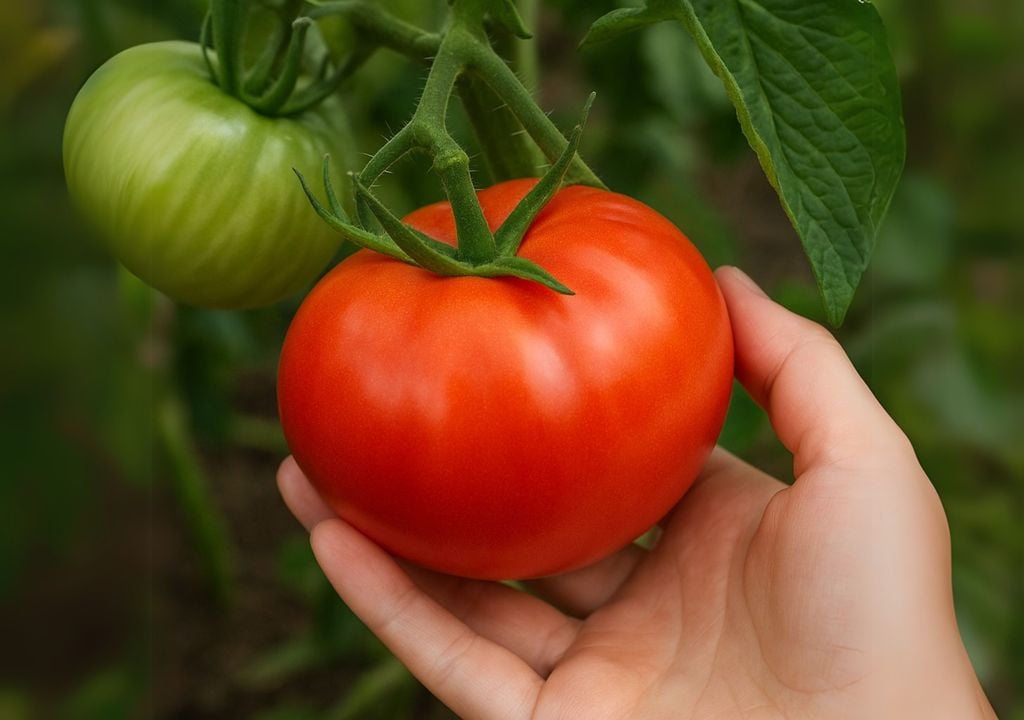 El color uniforme y la textura suave son señales claras de que el tomate está listo para ser cosechado. El color uniforme y la textura suave son señales claras de que el tomate está listo para ser cosechado.